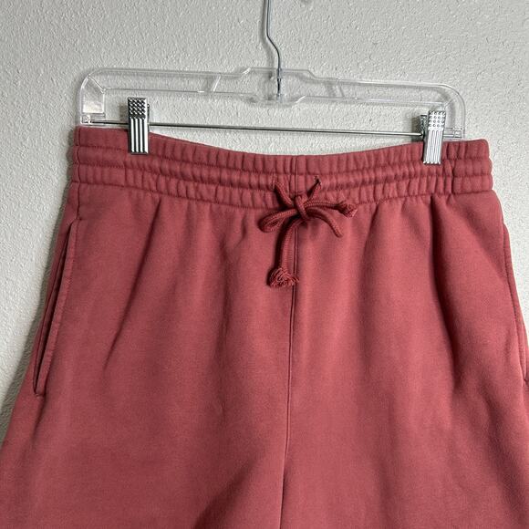 TNA Cozy Fleece Boyfriend Shorts Medium Red Drawstring Mid Thigh Lounge Gym - Picture 2 of 7
